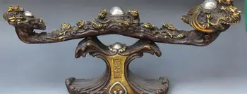 

22" Marked Fengshui Silver Bronze Gilt Nine Dragon Dragons Ruyi Ru Yi Statue 02017