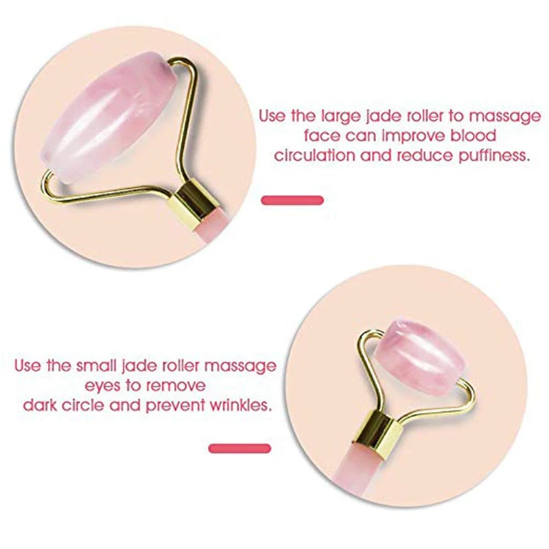 Harga Alami Mawar Kuarsa Pijat Wajah Kristal Batu Tubuh Jade Massager Derma Roller Perawatan Kulit Es Roller Kerut Penghapusan Kecantikan Alat