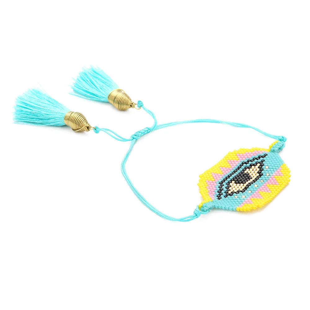 Для женщин MIYUKI сглаза браслеты красочные Delica семян бусины Jewelry Pulsera кисточкой браслет в стиле бохо для обувь девочек Подарки