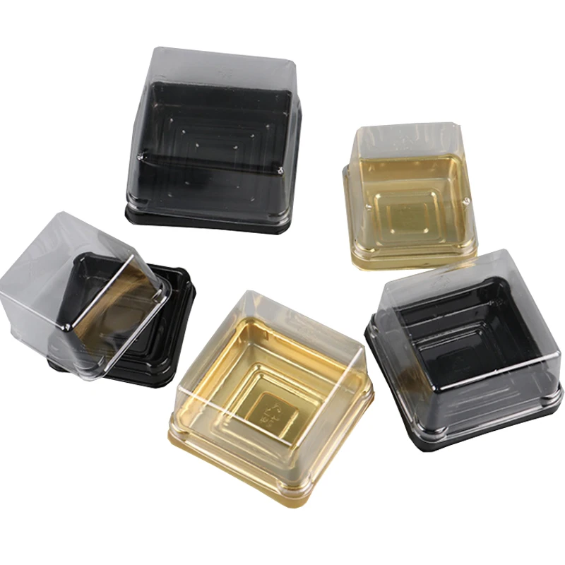 

50pcs Mini transparent plastic square Moon Cake container Cupcake box cake candy cookies gift Packaging Boxes wedding Party