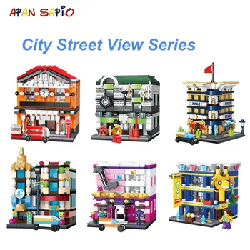

Model Building Blocks City Street Series Station Bank KTV Hostel Toy Store Educational Figures Bricks Compatible With Brands