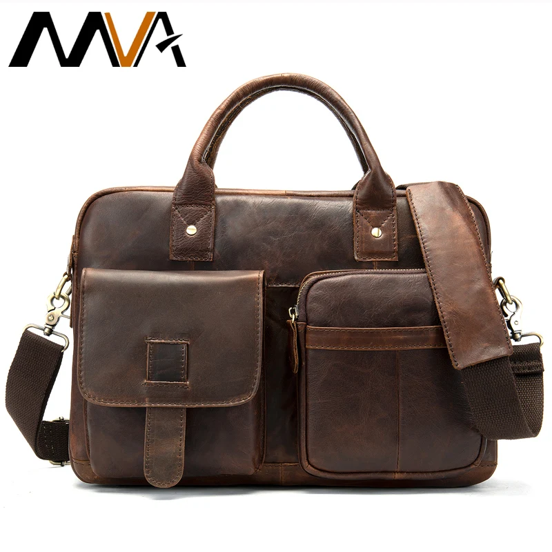 MVA Briefcase Men's Genuine Leather Bag for Men Computer portfolio for documents Business Briefcases leather laptop bag 14inch MVA Briefcase Men's Genuine Leather Bag for Men Computer portfolio for documents Business Briefcases leather laptop bag 14inch