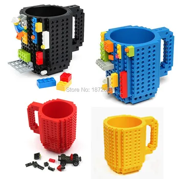 

Build-On Brick Mug Lego Type Building Blocks Coffee Cup DIY Block Puzzle Mug 60pcs/lot Free DHL/Fedex