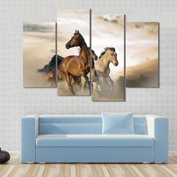 

Modular Pictures Living Room HD Print Canvas 4 Panels Running Horses Dusk Scenery Painting Home Decor shipped witin 24 hours