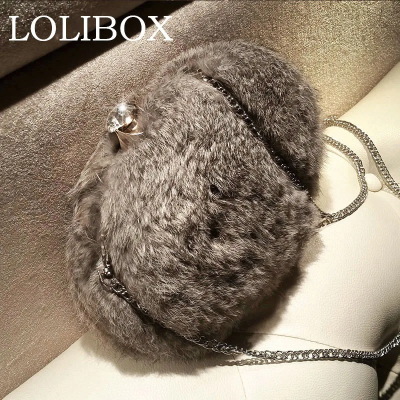 

New Rabbit Winter Mini Bag Women Clutch Bag Chain Chain Handbag With Shoulder Bags Ladies Evening Bag For Party Day Clutches