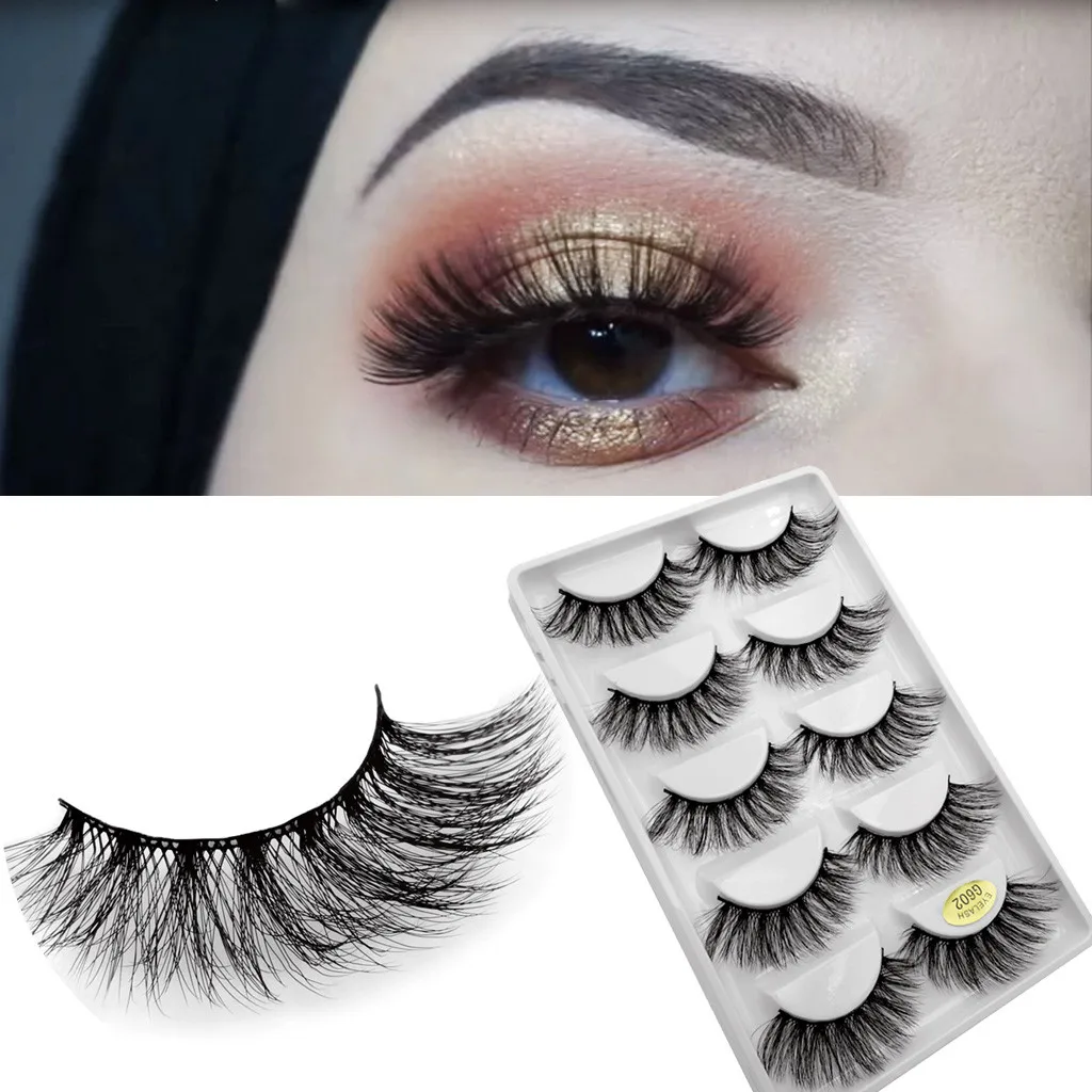 

5 Pairs Of Vivid And Stylish 3D Mink Hair False Eyelashes Thick Section Naturally No Trace Easy To Apply Delicate Makeup #L5