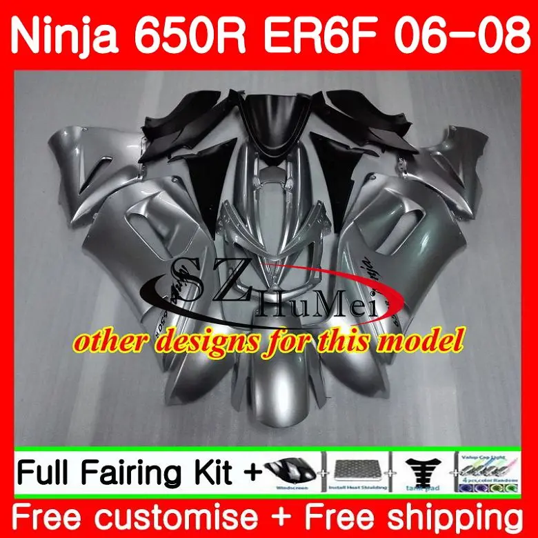 Средства ухода за кожей для Kawasaki Ninja 650R Er6 F 650 ER-6f 06-08 зеленый черный 4sh1 ninja650r Er6F 06 07 08 er 6f 2006 2007 2008 Обтекатели комплект