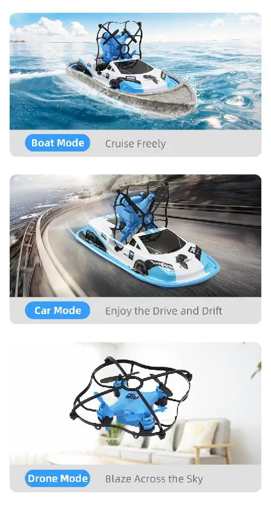 LeadingStar gw123 Радиоуправляемый мини-Дрон, лодка, автомобиль трифибиан, вертолет, Дрон, Квадрокоптер, радиоуправляемые игрушки для мальчиков и девочек, нано-Дрон