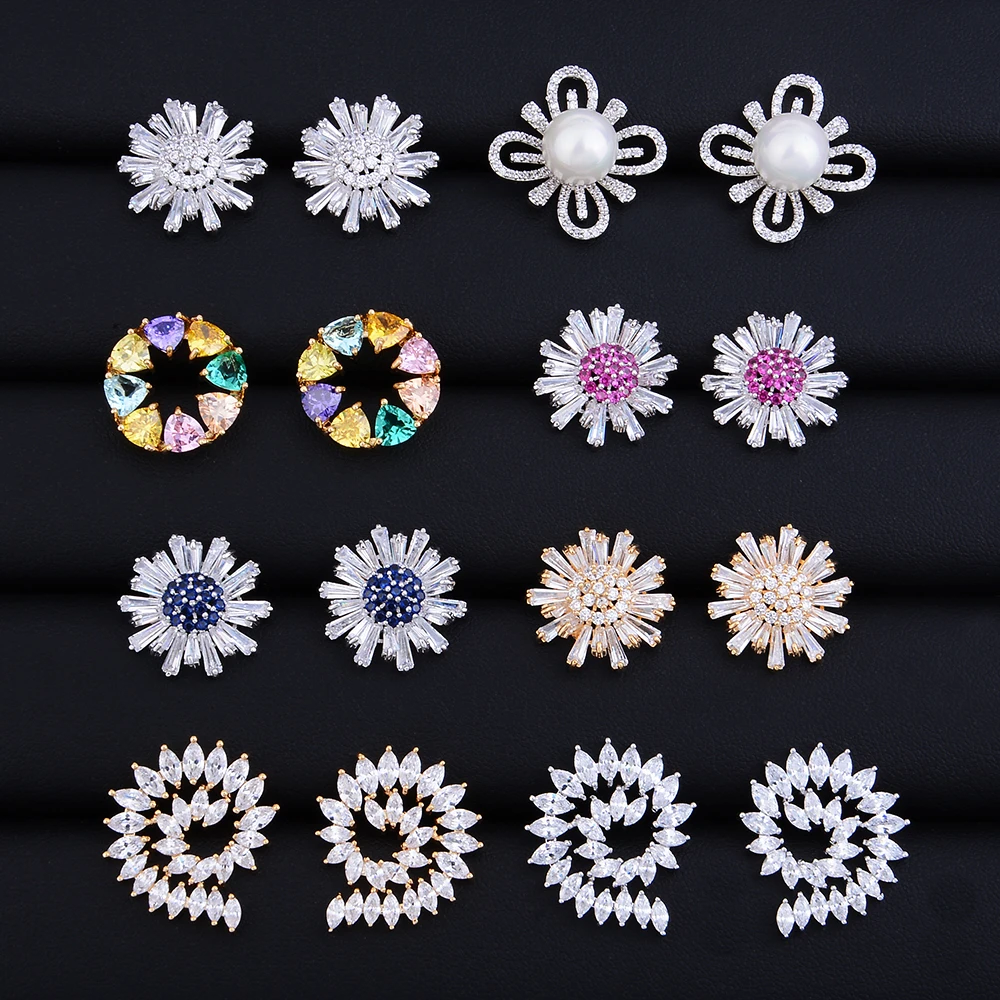 

Sparkling !!!! GODKI Daisy Flower Collection Fashion Elegant AAA Cubic Zirconia Women Bridal Stud Earrings High Quality