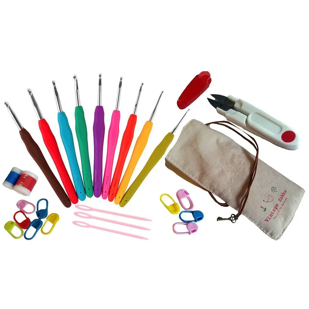 26pcs Colorful Crochet Hooks Yarn Knitting Needles Sewing Tools Set