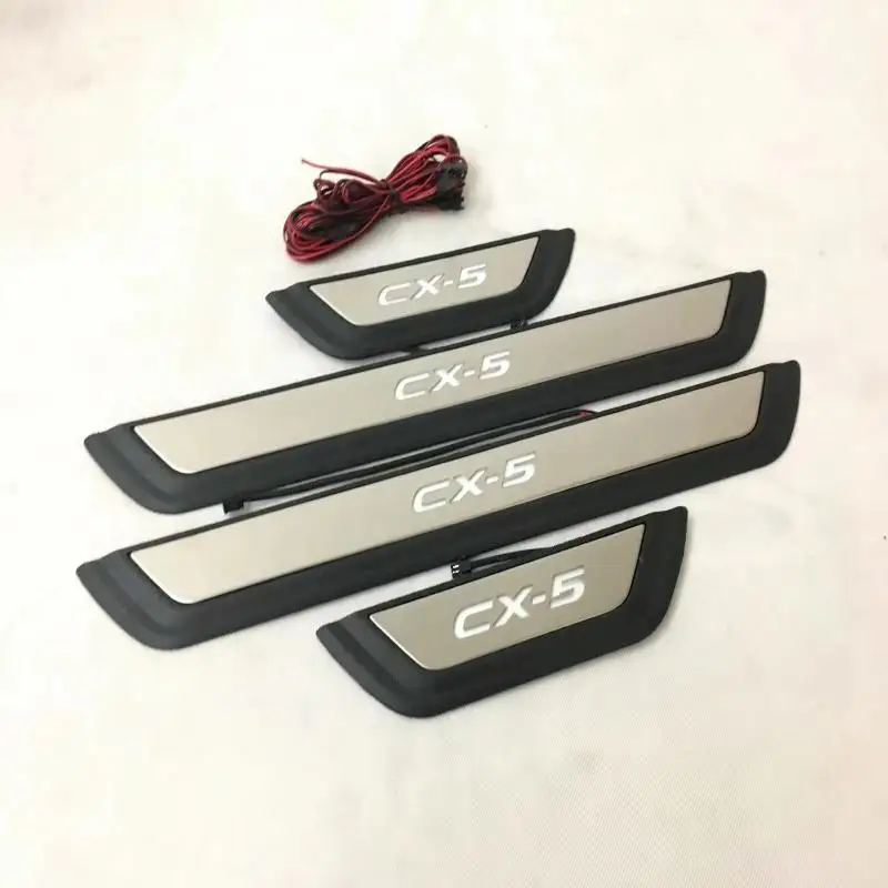 

Car Styling for Mazda CX-5 CX 5 CX5 With led Blue Light Door Sill Trim Cover Scuff Plate Guard Car Accessories Car Sticker 2017