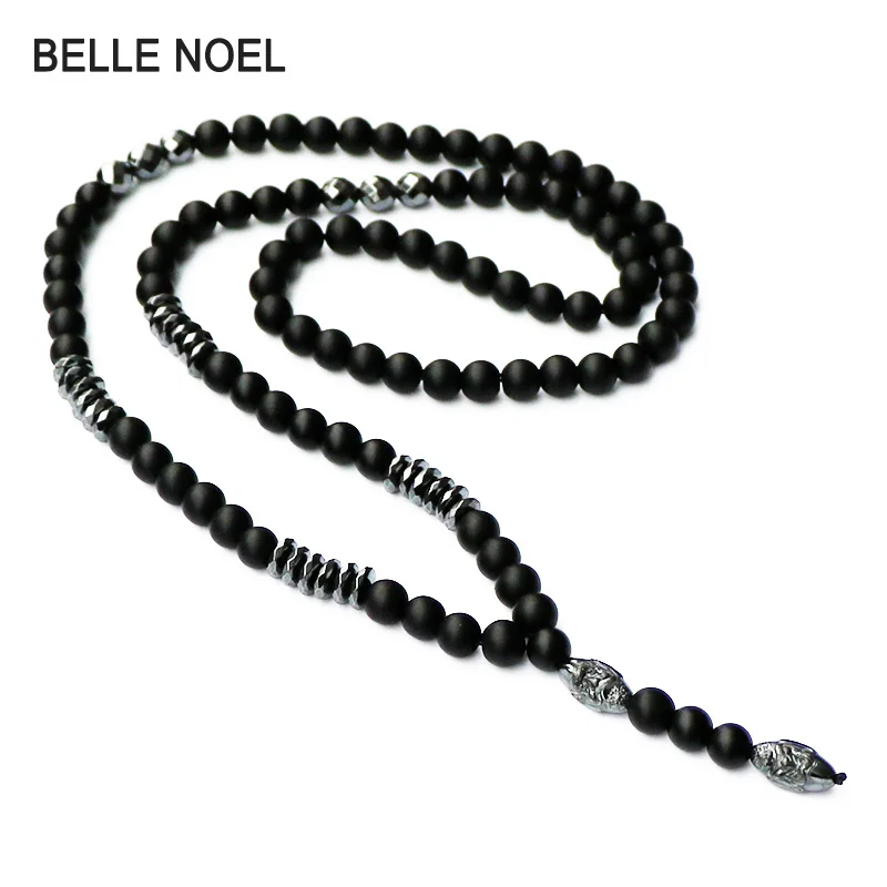 Мужские черные матовые бусы из камня Mala с пистолетом 2018|bead necklace|mala necklacenecklace black |