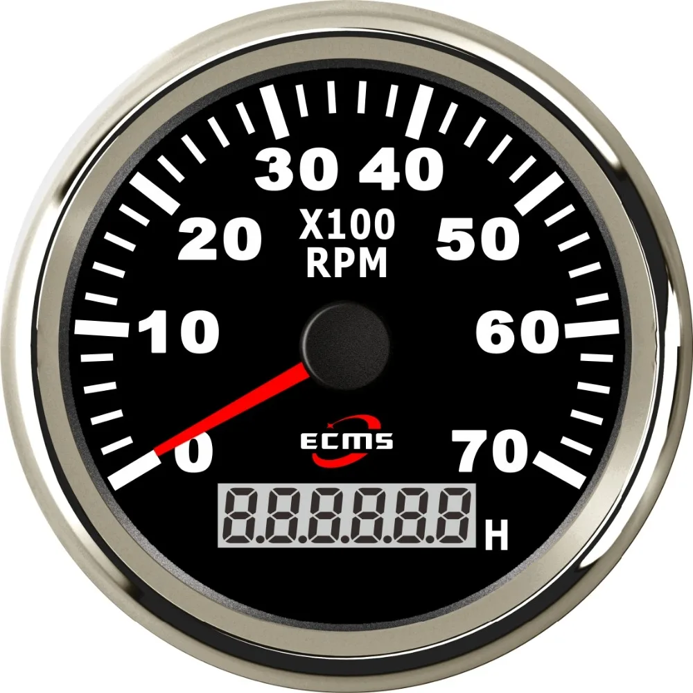 

85mm Universal Car Truck Boat Tachometer with Hour Meter Waterproof 0-7000 RPM 12V 24V M16 M18 Speedo Sensor