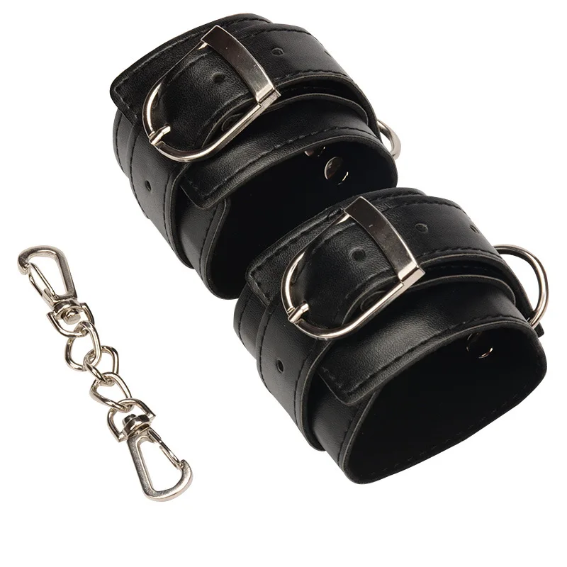 Из искусственной кожи наручники для секса игры БДСМ Женщины Мужчины раб интимный бондаж ограничители наручники черные Секс игрушки для