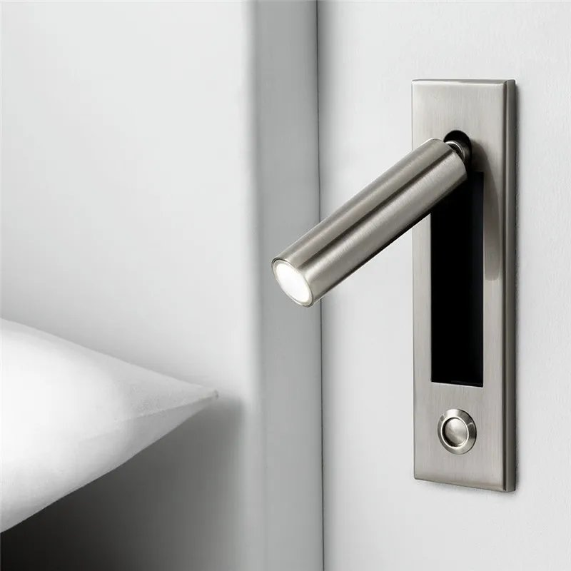 US $58.26 ZEROUNO wall lamp modern aluminum indoor bed headboard lights reading night lamp push switch ressessed in lights bulbs