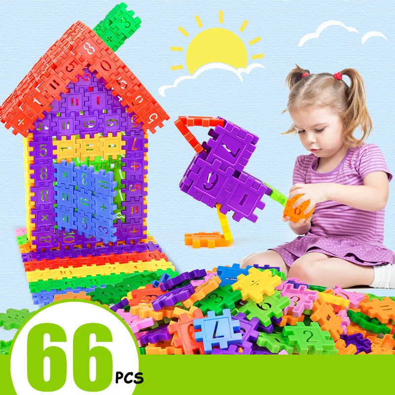 66/110 шт сборка DIY креативные цифровые Наборы кубиков квадратные строительные