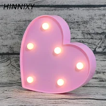 Hinnixy LED Heart Decoration Night Lamp South Korea Style Red Pink White Color Lamp For Dressing Table Thanksgiving Bedrrom