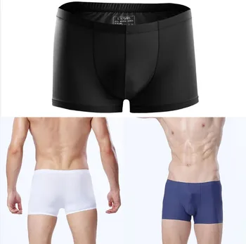 

Men Ice Silk Summer Breathable Thin Sexy Transparent Soft Boxershorts Underwear