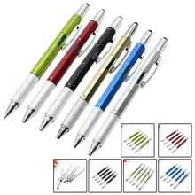 Ручные инструменты 6 в 1 отвертка линейка Дух Уровень инструмент, шариковая ручка со шкалой стилус для сенсорного экрана инструмент ручка