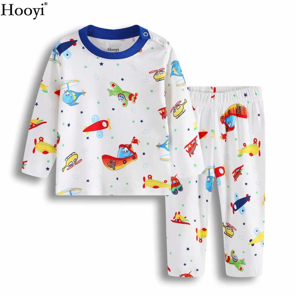 Hooyi/детская одежда для сна с клубничкой; пижамы для девочек; хлопковые весенние комплекты для сна для новорожденных; Детские футболки с длинными рукавами; Мягкие штаны