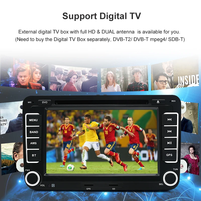 Excellent Junsun 7" 2 din Android Car DVD radio player for VW/Golf/Passat/POLO/Tiguan/Skoda/Fabia/Rapid/Seat/Leon GPS 3G wifi Autoradio 3