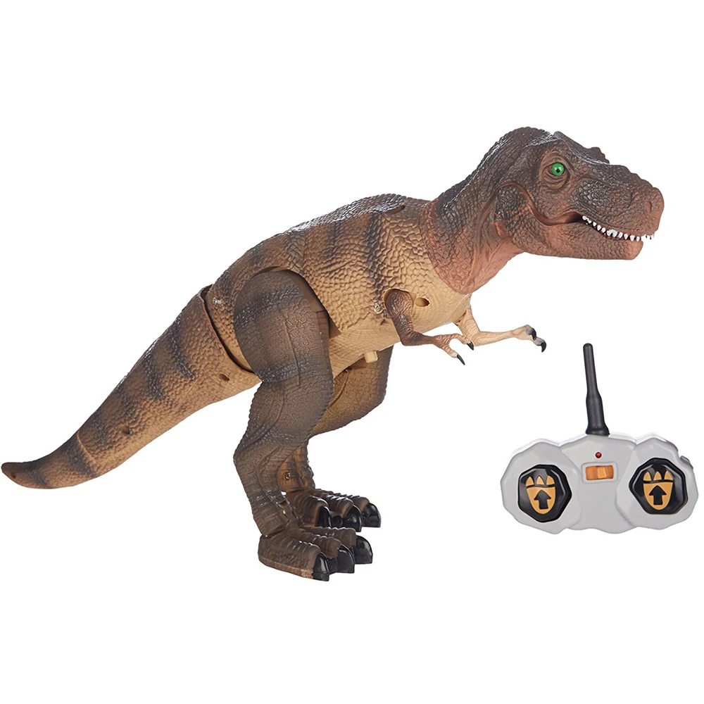 Инфракрасный пульт дистанционного управления, ходячий динозавр, игрушка для детей, модель, глаза, светильник, звук, фигурка, электрическая игрушка, Радиоуправляемый питомец, праздничный подарок - Цвет: Brown