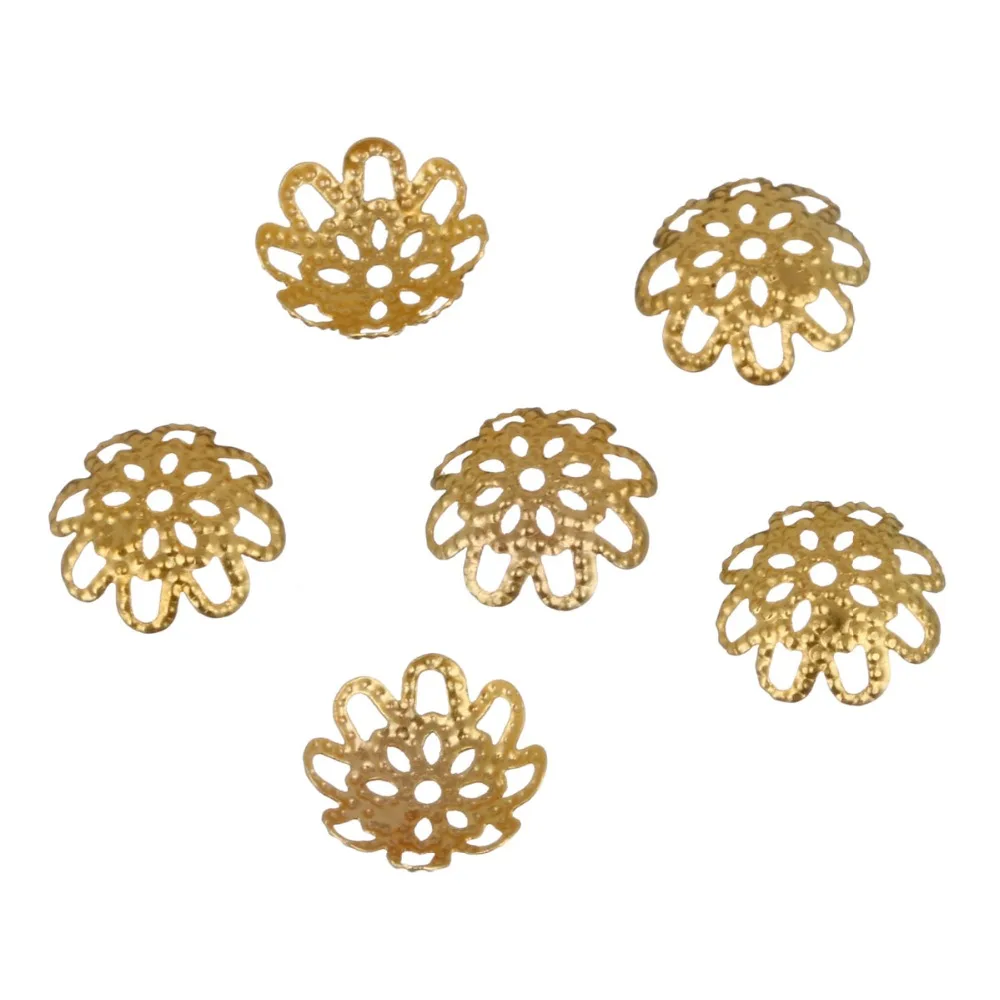 

New 10mm 100 pcs/lot DIY Golden Silvery Hollow Flower Metal Charms Bead Caps For Jewelry Making