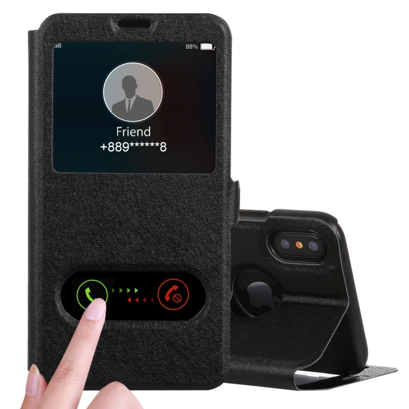 for iPhone XS / X / XS Max / XR Silk Texture Horizontal Flip Leather Case with Holder & Call