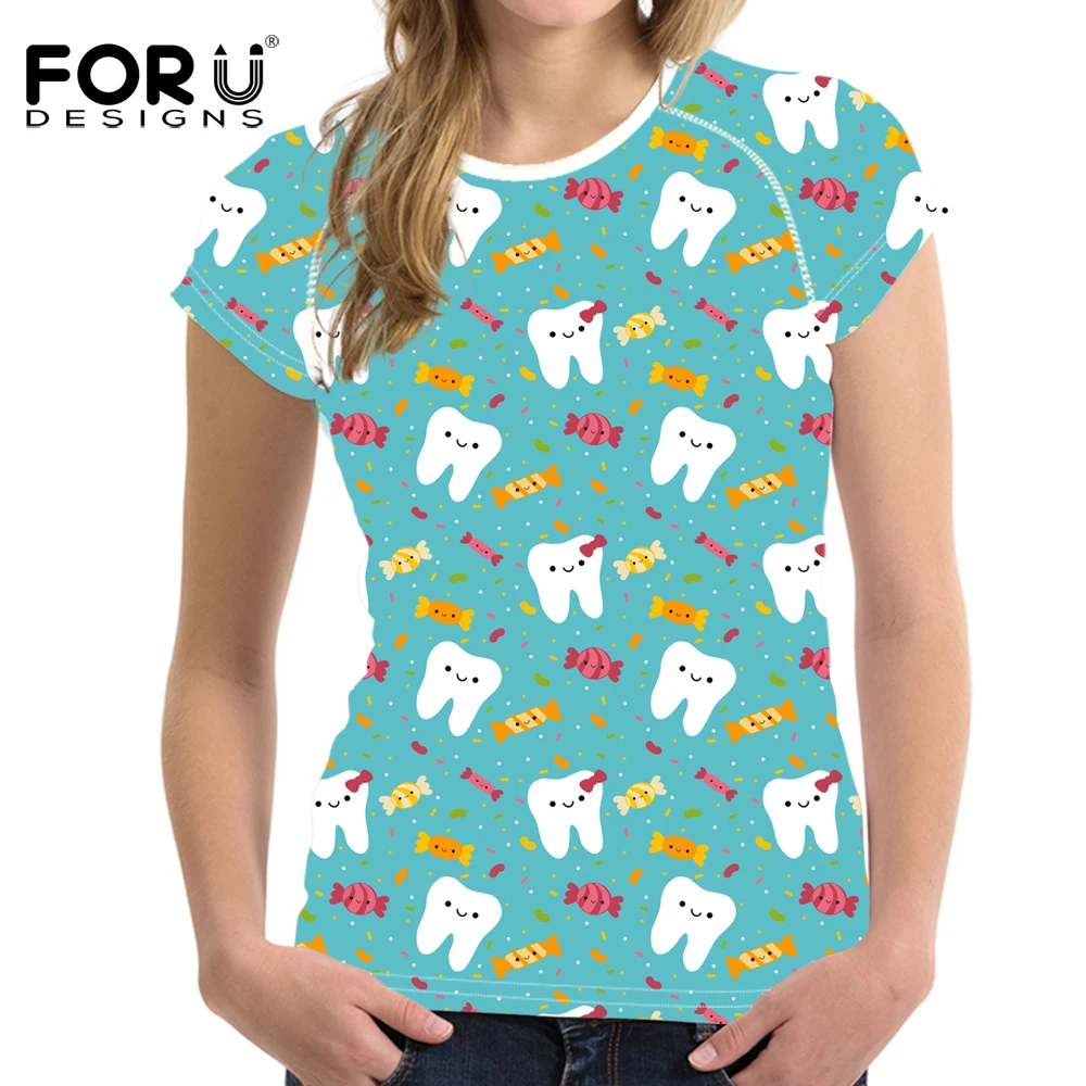 FORUDESIGNS/футболка с принтом для женщин брендовая одежда футболка коротким рукавом