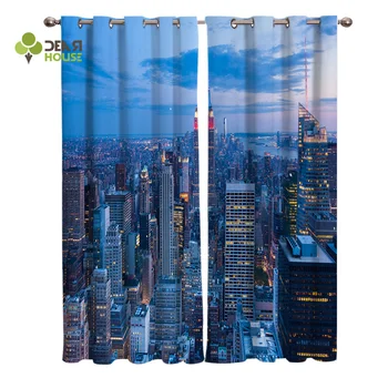

Curtains Manhattan City Landscape Architecture Civil Aviation Antenna Window Curtain For Living Room Bedroom Window Treatment