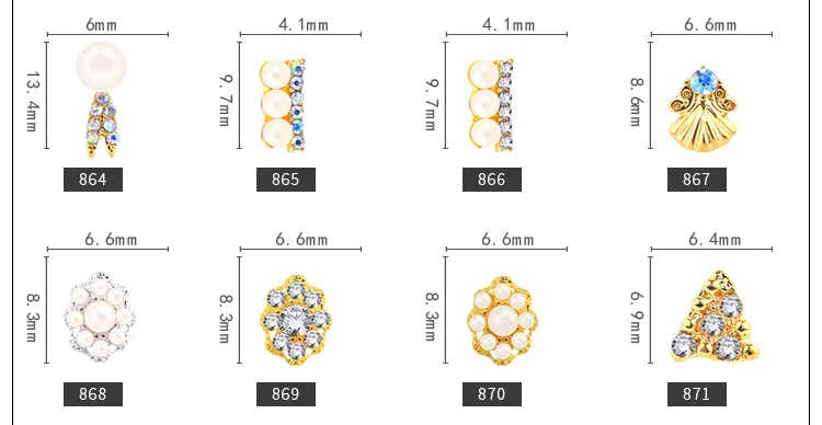 10 шт. Сплав Шарм Кристалл Жемчуг 3D дизайн ногтей Стразы Украшения Металлические Блестящие ювелирные изделия DIY Модный Дизайн Маникюрные аксессуары