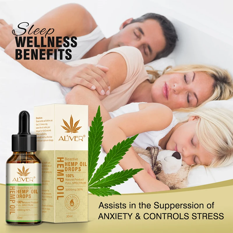 

30ml Essential Oils Organic Hemp Seed Oil 3000mg Herbal Drops Body Relieve Stress Oil Skin Care Help Sleep TSLM1