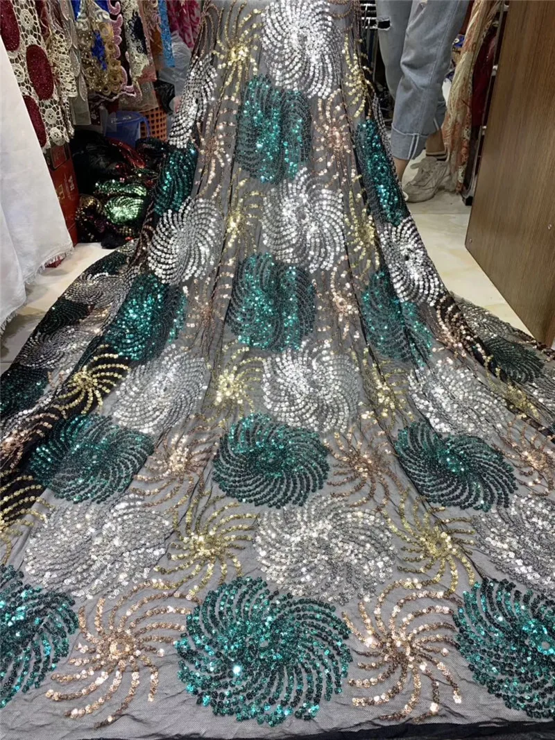 

Shinny sequins lace fabric BZL-7.1210 with sequins beautiful Nigerian sequins lace fabric for party dress