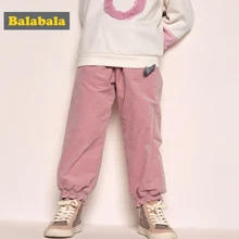 Balabala Todder/вельветовые штаны без застежки с аппликацией для девочек, детские штаны для девочек с наклонным карманом, эластичный пояс с оборками на подоле