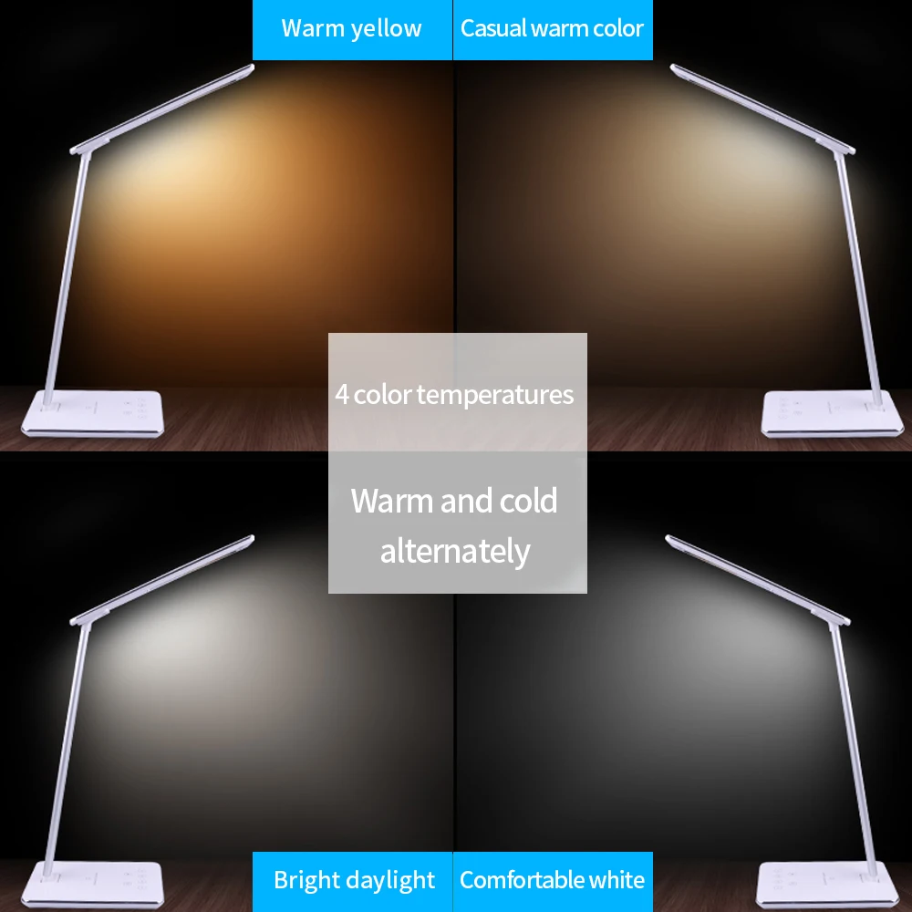 Настольная лампа, светодиодная настольная лампа с сенсорным зажимом, лампа для учебы, флексографская лупа, настольный Usb Настольный светильник, перезаряжаемый светильник, 4 цвета