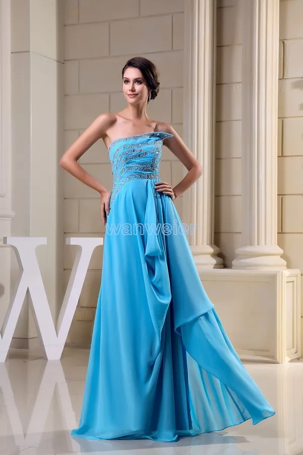 

free shipping 2013 zuhair murad new design quality formal gown Custom size/color chiffon crystal beading blue long evening dress