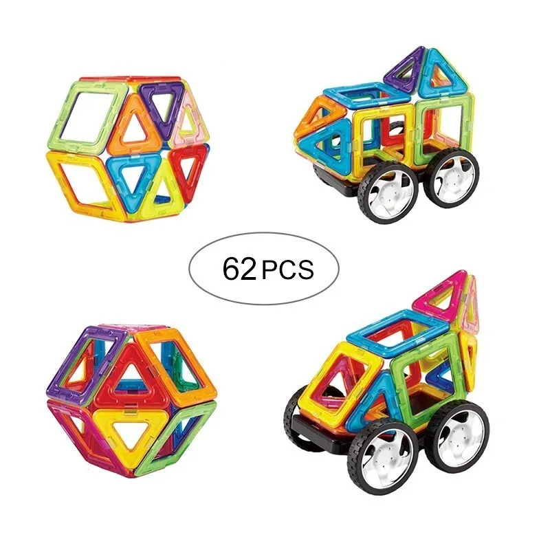 

62PCS Magnetic Blocks Magnet Toys Building Construction Designer Bricks Educational Toy For Kids Gift Standard Size