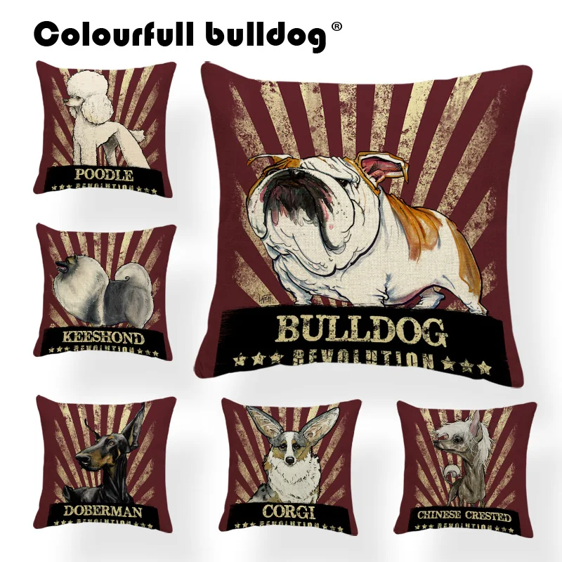 

Cute Poodle Pug Sheltie Pillow Cases Sharpei Greyhound Cushion Covers Doberman Dalmatian 17 In Square Decorate Home Office Couch