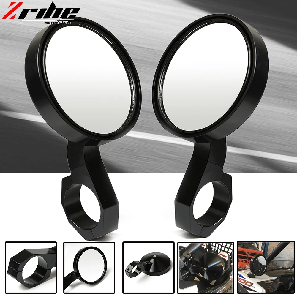 1 Pair 1.75 inch Round Side Rear View Mirrors for Polaris RZR Ranger