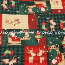50*140 см мультфильм Санта Клаус с рождественским оленем, хлопковая ткань для шитья материал "сделай сам" ткань для шитья, пэчворка