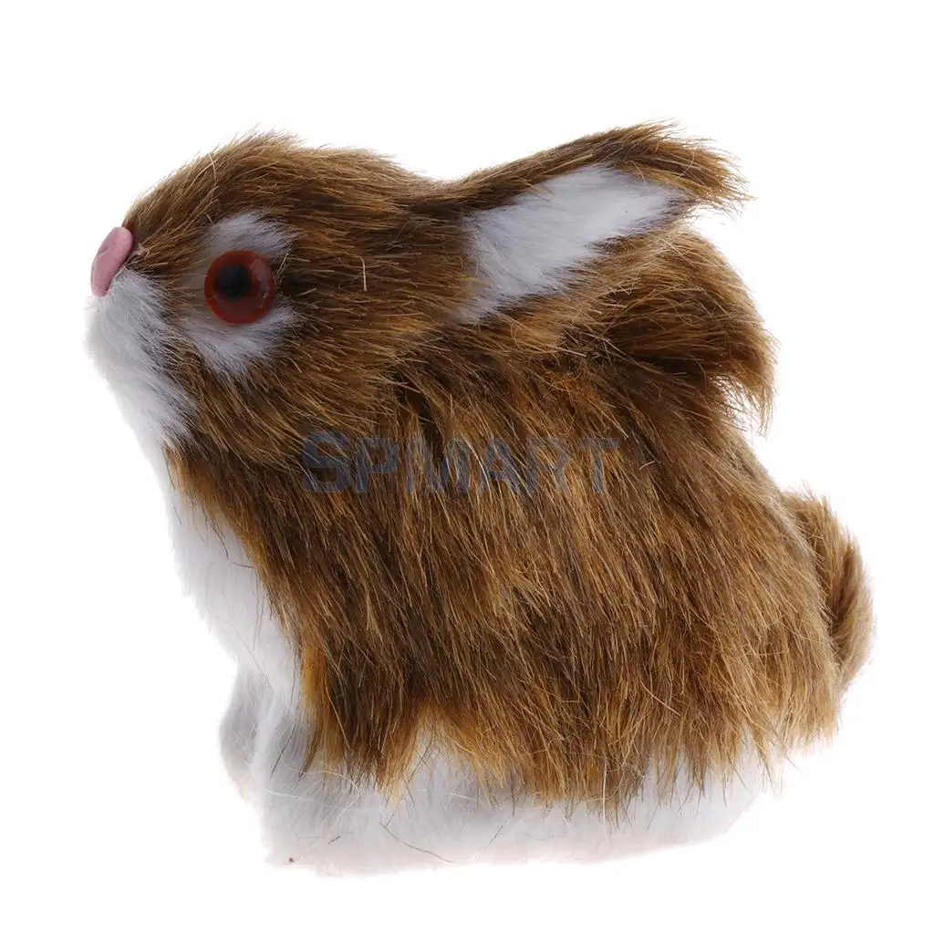 Lifelike Simulation Plush Stuffed Rabbit Hare Bunny Animals Model Figure Plush Figures Soft Toy Home Decoration Brown