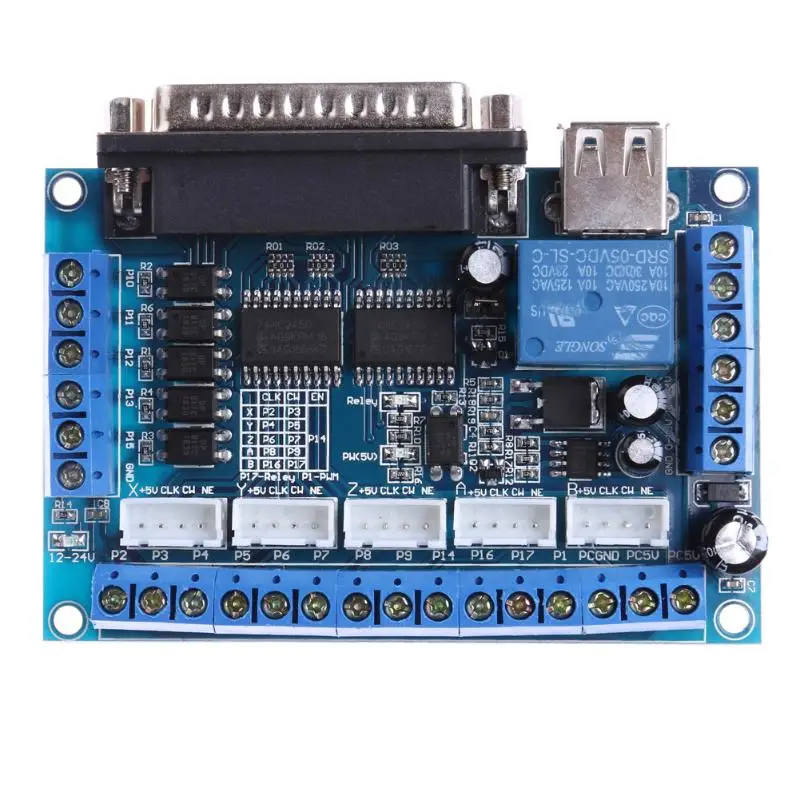 

LPT Port Mach3 CNC Stepping Motor Driver Interface Adapte DC 12-24V Breakout Board Card + USB Cable