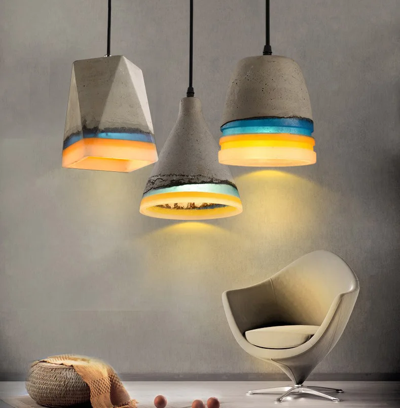 Contemporary Concrete Pendant Light Hanging Vintage Creative Cement Pendant Lamp E27 E26 Socket Drop Lighting For Restaurant Bar (4)
