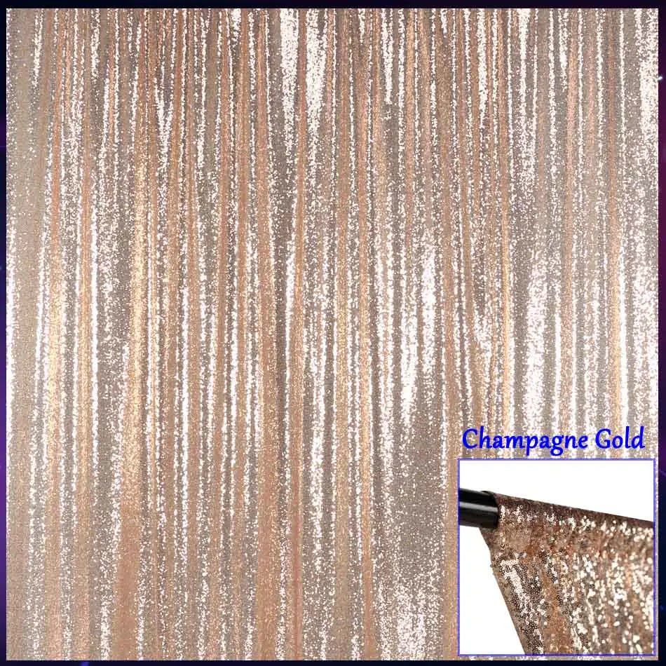 Блесток фон занавеска панель 2x8ft-розовое золото блесток фотография Фон занавеска для вечерние/домашние занавески Decoration-60x245cm - Цвет: Shiny Champagne Gold