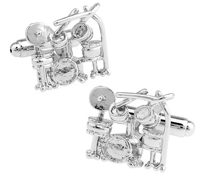 Factory Price Retail Shirt Cufflinks For Men Fashion Brass Copper Material Silver Color Drum Set Design Cuff Links Free Shipping | Украшения