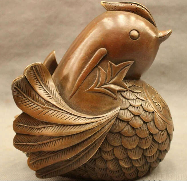 ymy916+++Folk Chinese Bronze Copper Wealth Bird Aix Galericulata