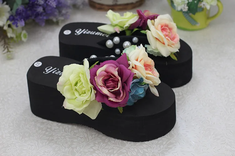 2019 New Womens 7cm Handmade Flower Flip Flops Beautiful Pearl Sandals Shoes Casual Online Shopping48