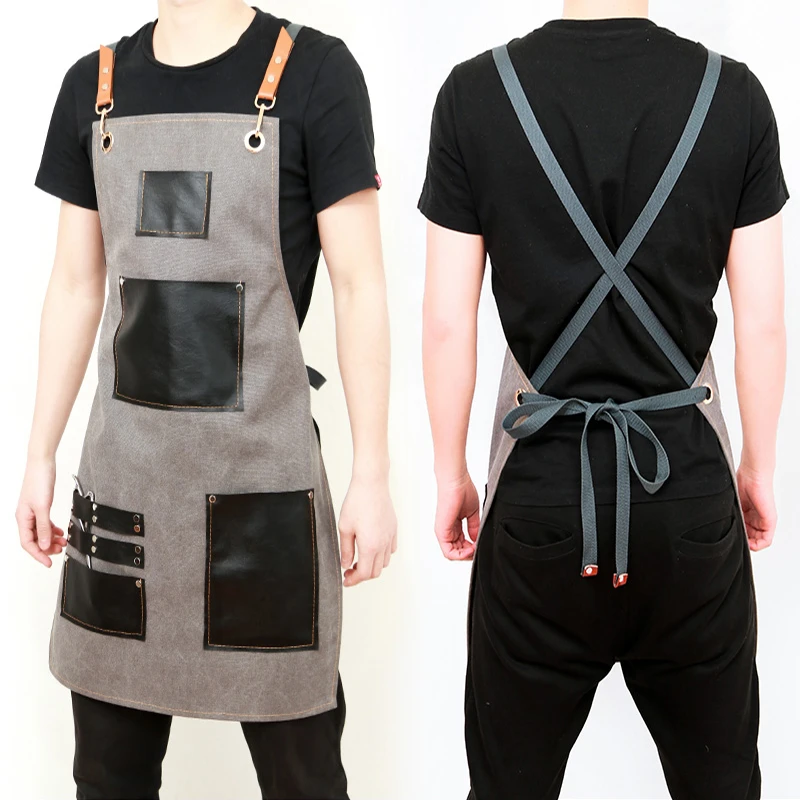 2019 Aprons Canvas Leather Unisex Adult Aprons for Woman Men Male Kitchen Chef Waiter Cafe barber Cooking Pinafores Logo Gift 2019 Aprons Canvas Leather Unisex Adult Aprons for Woman Men Male Kitchen Chef Waiter Cafe barber Cooking Pinafores Logo Gift