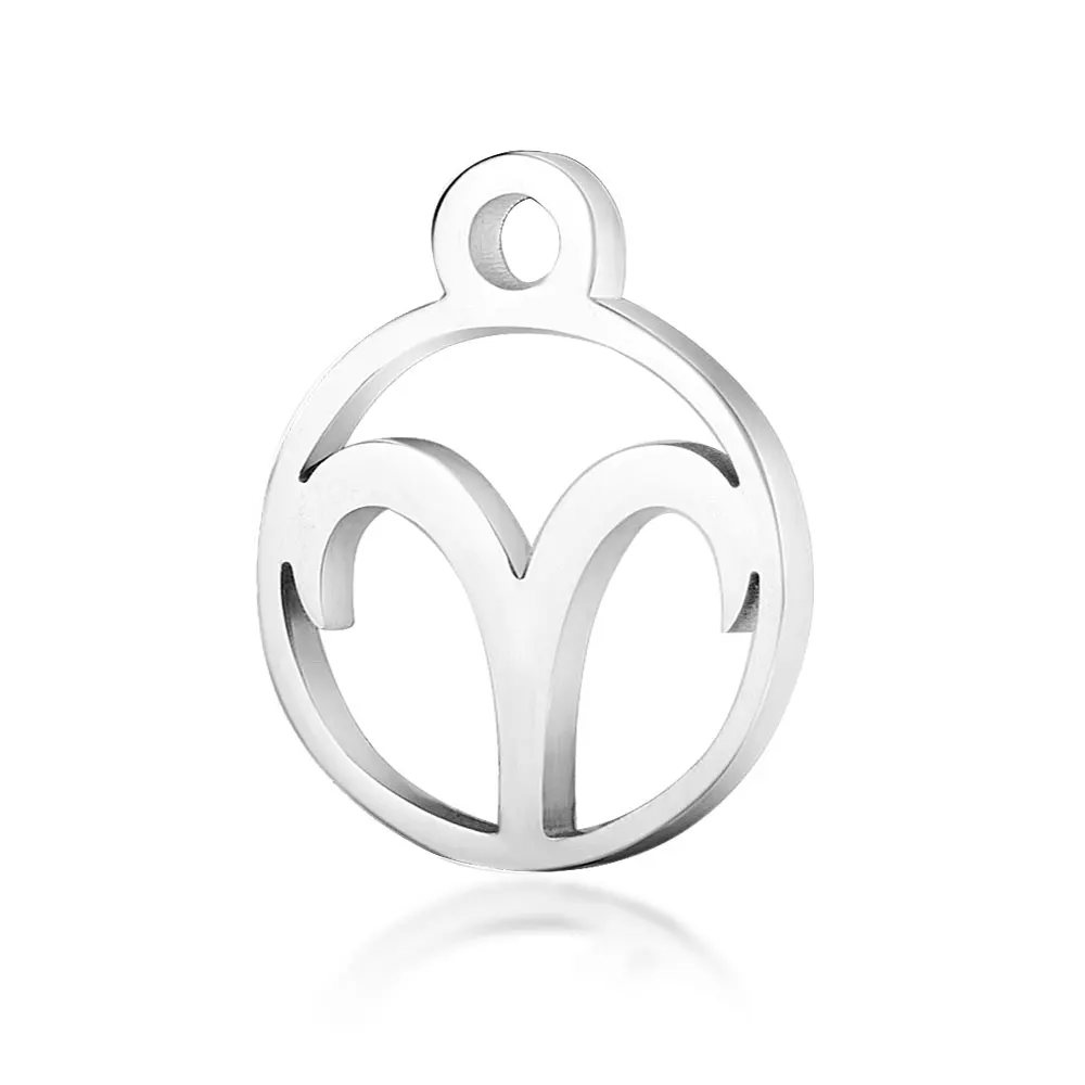 12 Ciondoli Segni Zodiacali In Acciaio Inossidabile - Charms Piatti Rotondi Per Creazione Gioielli Fai Da Te - 6