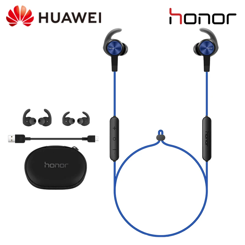 Huawei Honor xSport AM61 беспроводные Bluetooth наушники Магнитная Спортивная гарнитура Водонепроницаемая с микрофоном сумка для хранения для Apple Xiaomi - Цвет: Синий